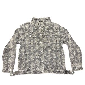 Kill Bill TheBrand All-Over Cross Embroidered Denim Jacket – Size L